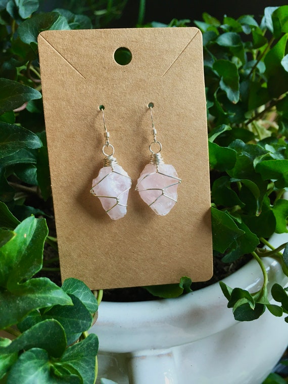 Etsy rose quartz on sale earrings