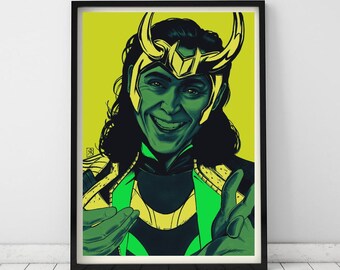 Loki-poster - kunst van Sam Rogers - Tom Hiddleston A4 - 8,5 x 11 inch - MCU Avengers-print - wanddecoratie