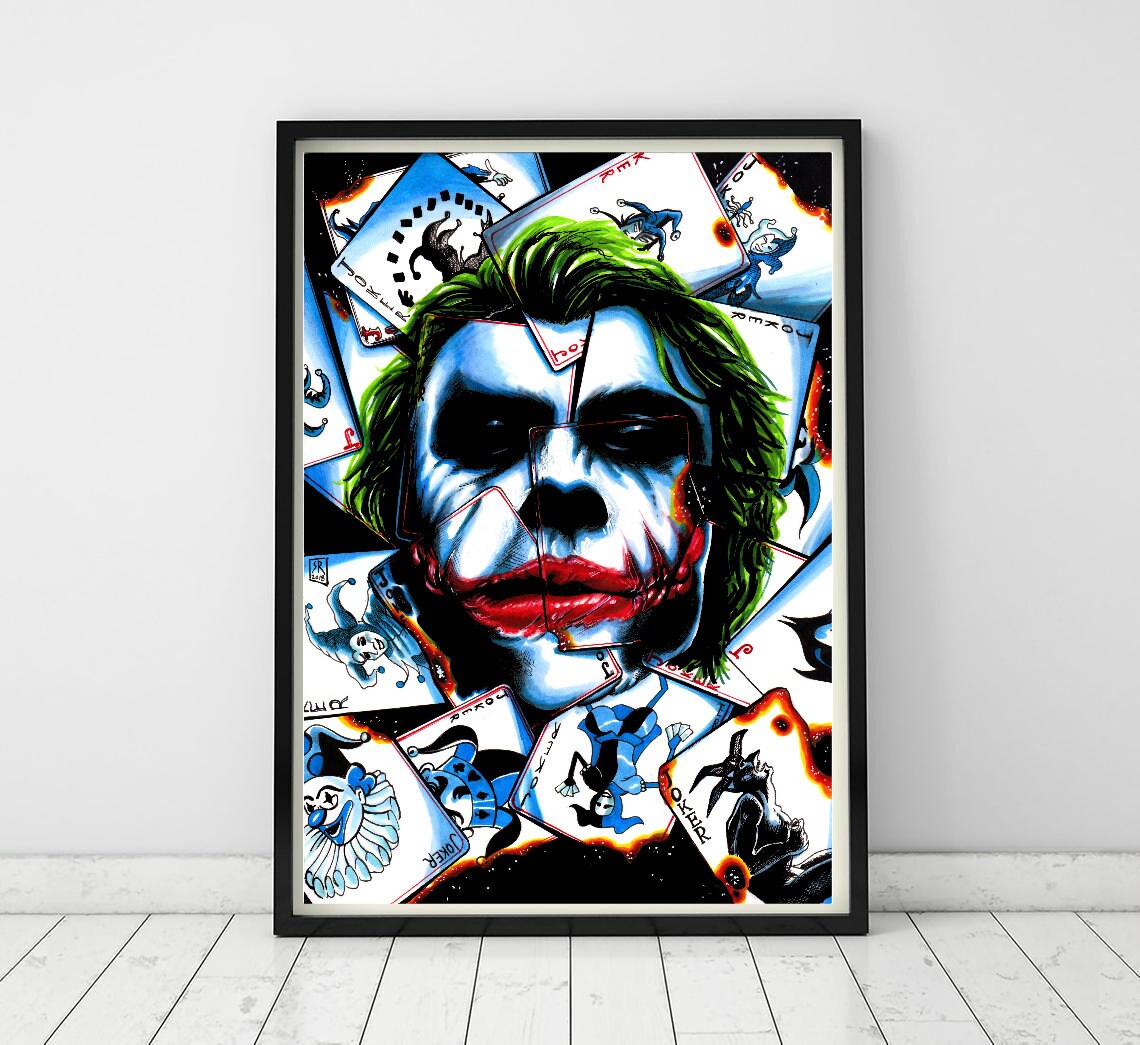 The Joker Batman The Dark Knight Heath Ledger Poster Hand Etsy