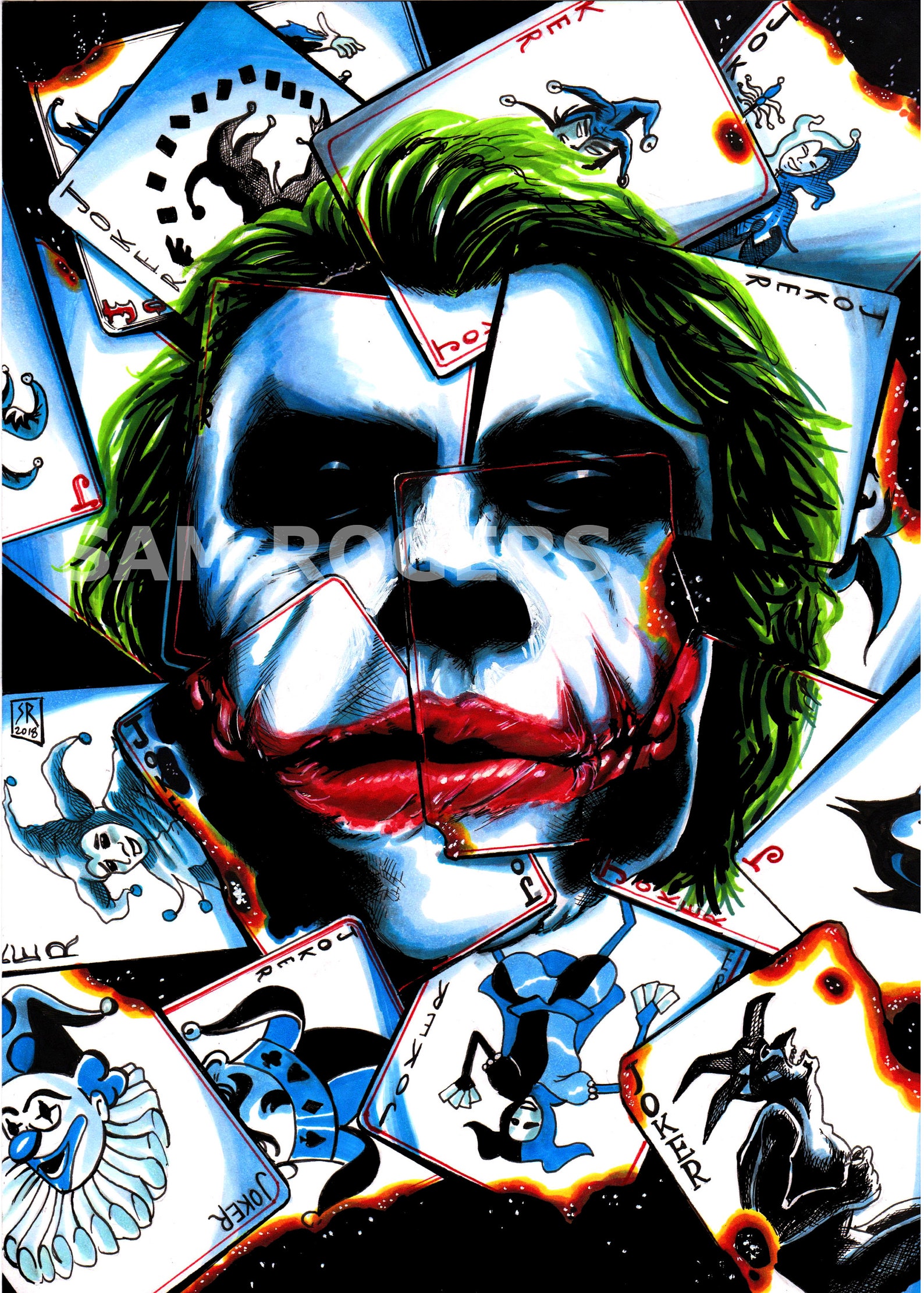 The Joker Batman The Dark Knight Heath Ledger A4 Poster Hand | Etsy