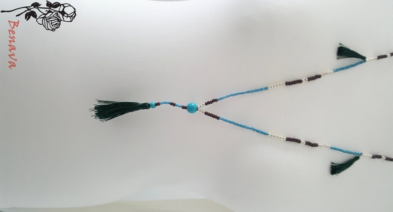 BOHO necklace with pendant tassel turquoiseBrown