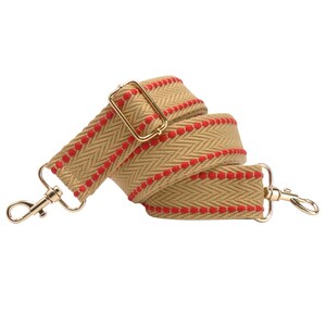 BENAVA Bag Strap Shoulder Strap Brown Beige Red Adjustable Cotton 40 mm Carabiner Color Gold Stylish Accessory Bags Handbags