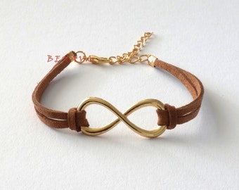 Bracelet Infinity Pendant Brown / Gold