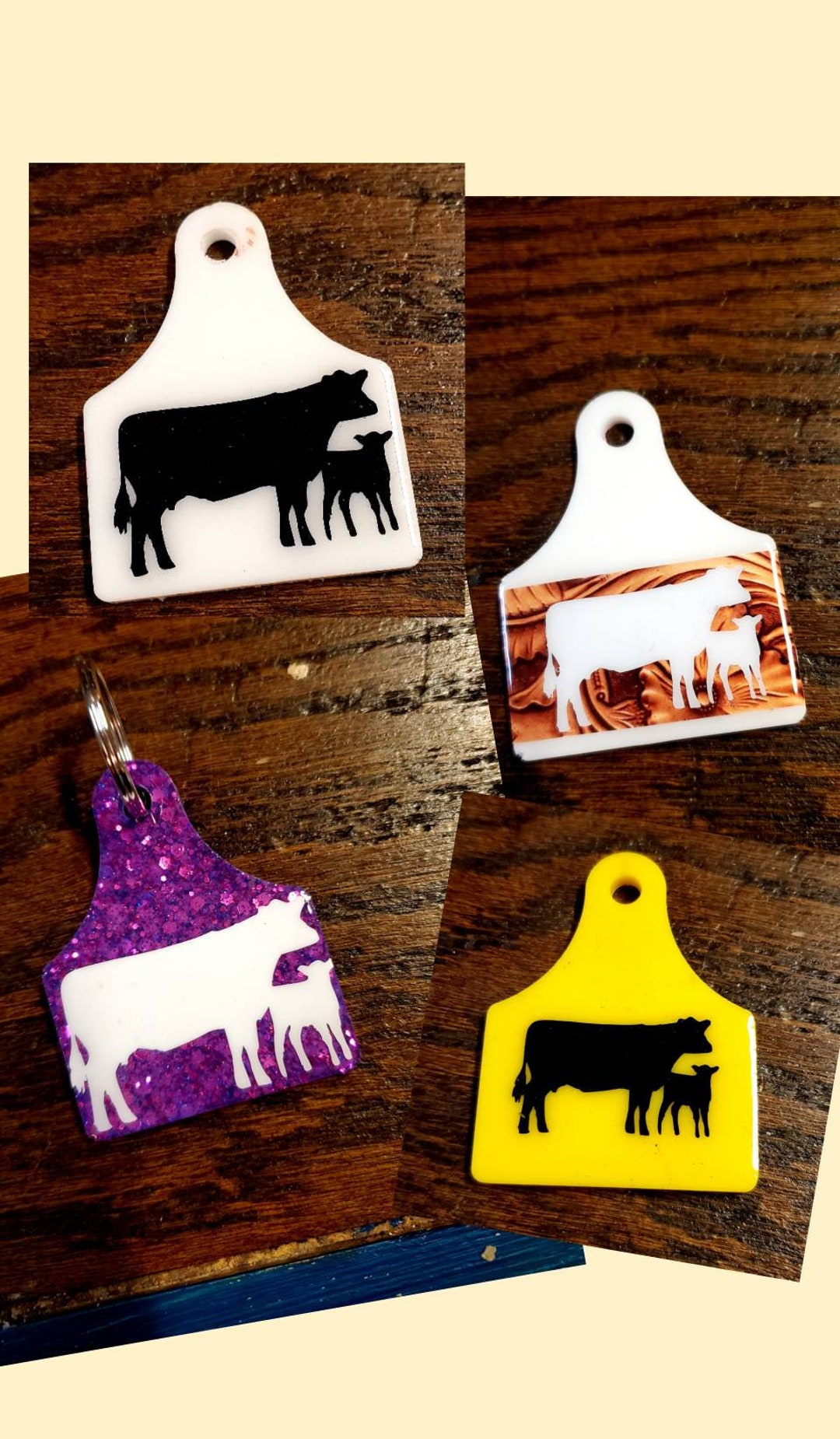 Beef Cow Keychains Angus Cattle Cow Calf Pair Keychain Etsy