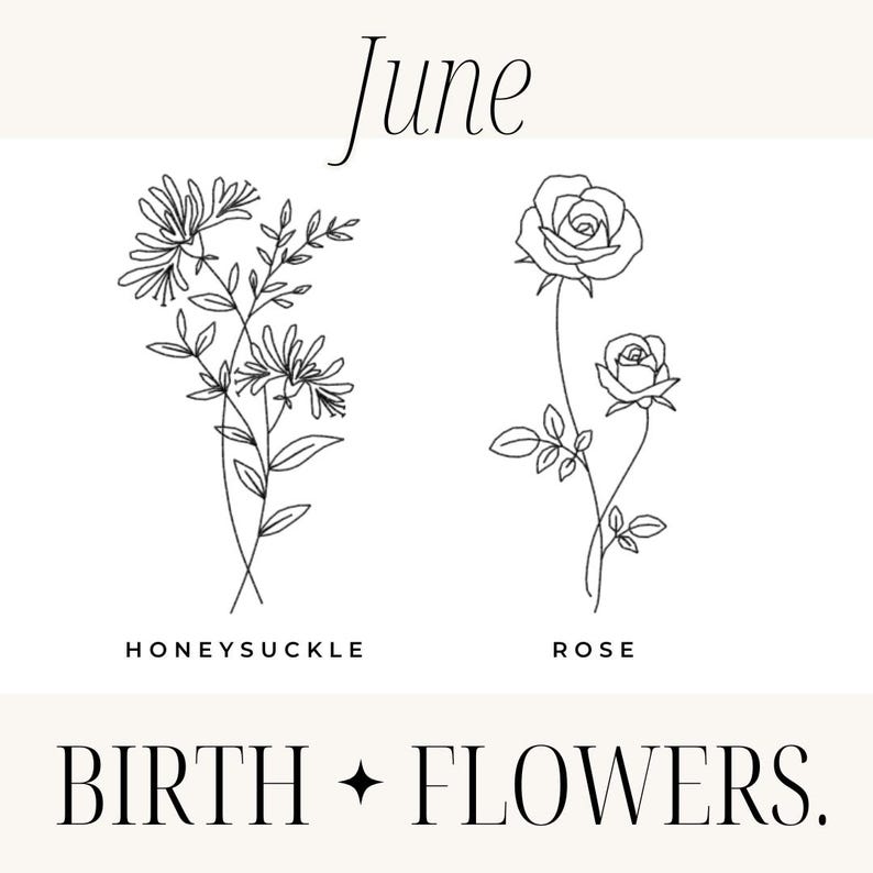 June Birthflowers Embroidery - Rose & Honeysuckle Designs; Machine