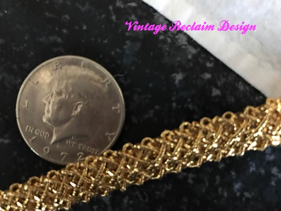 Gold 1//2/" wide Vintage 1 Yard of Metallic Braid