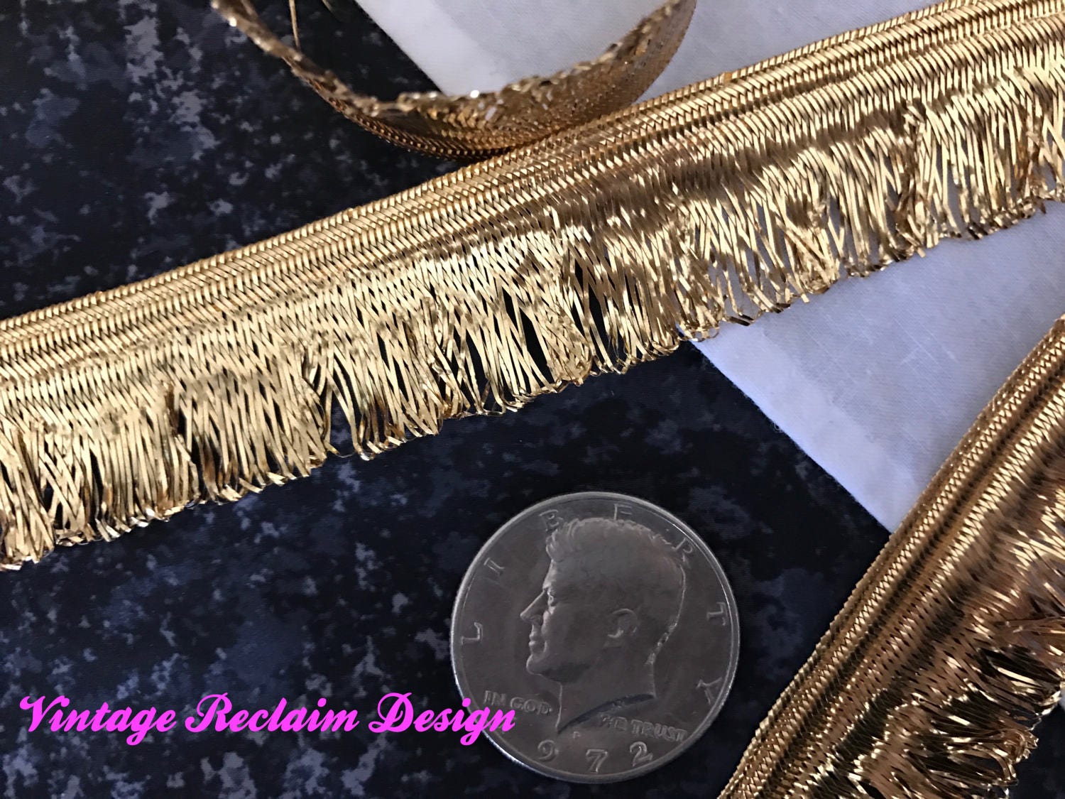 AHANDMAKER 15 Yards 0.98 Inches Gold Fringe Trim, Polyester Fringe Trim,  Corrugated Tassel Fringe Lace Ribbon for DIY Sewing Craft Curtain Sofa