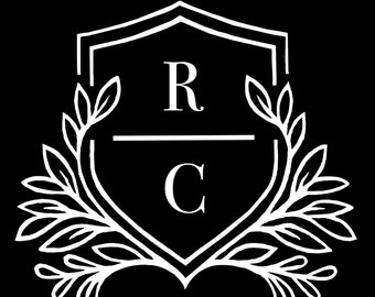 Custom Crest Leaf Wedding Gobo Logo Design with Initials (PDF, JPG, EPS)