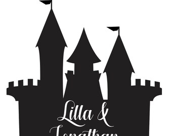 Custom Happily Ever After, Castle Gobo Wedding Logo with Bride and Groom Names (Digital File)