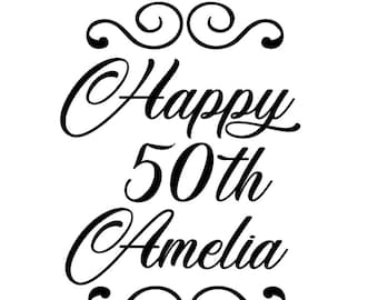 Custom Birthday or Wedding Gobo Logo design with message and names (PDF, JPG, EPS)