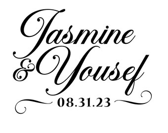 Custom Wedding Logo, Bride and Groom Names, Gobo Light Design (PDF, JPG, EPS)