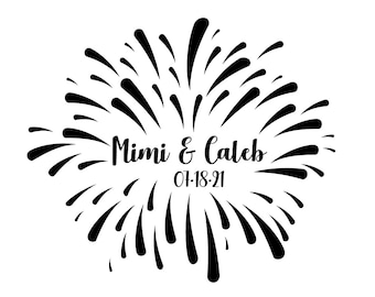 Custom Wedding Fireworks Gobo Logo Design with Names (PDF, JPG, EPS)