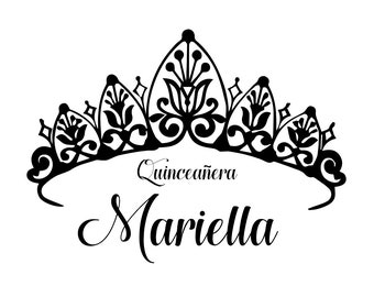 Custom Name Crown Tiara Gobo Logo Design for Birthday, Quinceañera (Digital File)