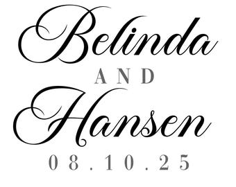 Custom Wedding Gobo Logo Script Design, Bride and Groom Names (PDF, JPG, EPS)