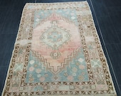 4.8 x 3.6 OUSHAK RUG TURKISH Oushak Rug Vintage Oushak Runner Rug Vintage Runner Rug Wool Oushak Rug Hand Made Rugs Vintage Turkish Rug