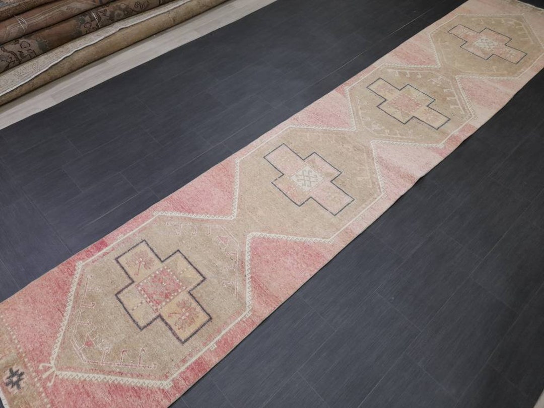 Pink Vintage Runner Rug 2.7 X 13.8 Long Turkish Runner Rug Etsy