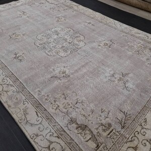 Muted Turkish Vintage Rug 6.5 x 10 Hand Knotted Oushak Rug Rustic Rug, Muted Rug, Vintage Turkish Rug Farmhouse Rug Vintage Rug Wool rug