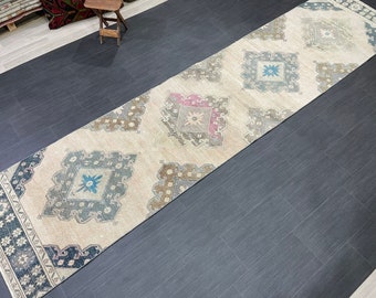 MUTED Oriental Runner Rug 3 x 12.6 Runner Antieke TURKSE Runner Faded Vintage Runner Rug Muted Vintage XL Turkse Gedempte Runner Tapijt