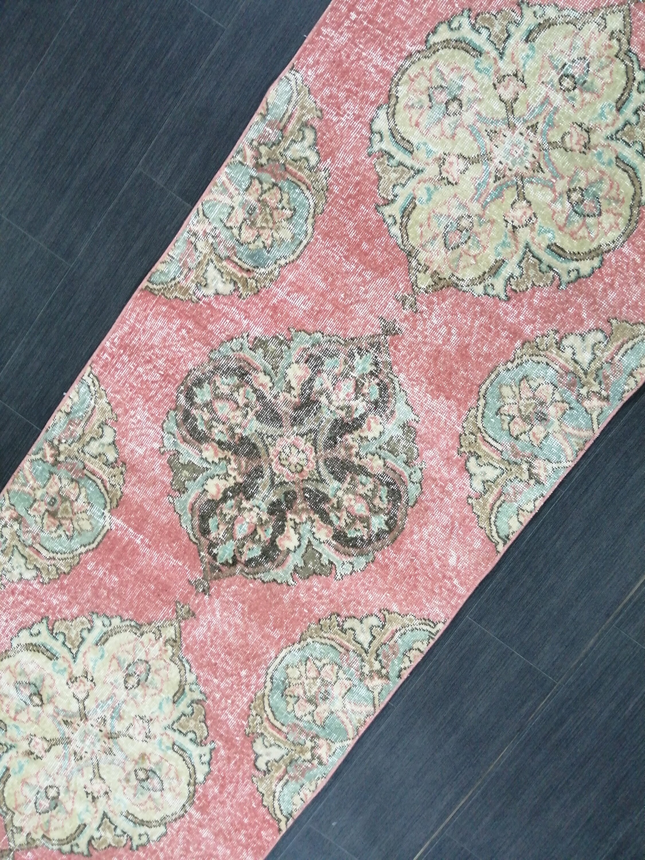 Pink Vintage Runner Rug 12.9 X 2.6 Oushak Runner Hallway Etsy UK