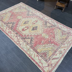 TÜRKISCHER Oushak Teppich, Vintage Gedämpfter 2,5 x 4,3 Orientteppich, Vintage Teppich, Wolle Oushak Teppich Handgemachte Teppiche