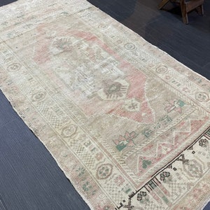 Vintage Turkish RUG, Muted Oushak Rug, 3 x 5.8 Vintage Rug, Antique Rug, Handmade Rug, Hand Knotted Rug Bohemian Rug Wool Rug