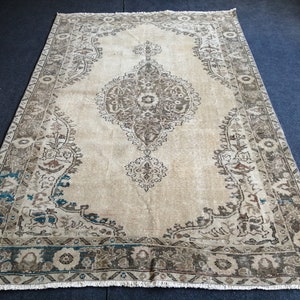 5,3 x 8 TÜRKISCHEr Gedeckter Teppich Vintage Perser teppich Vintage Oushak Teppich Handgemachte Teppiche Vintage Türkischer Teppich