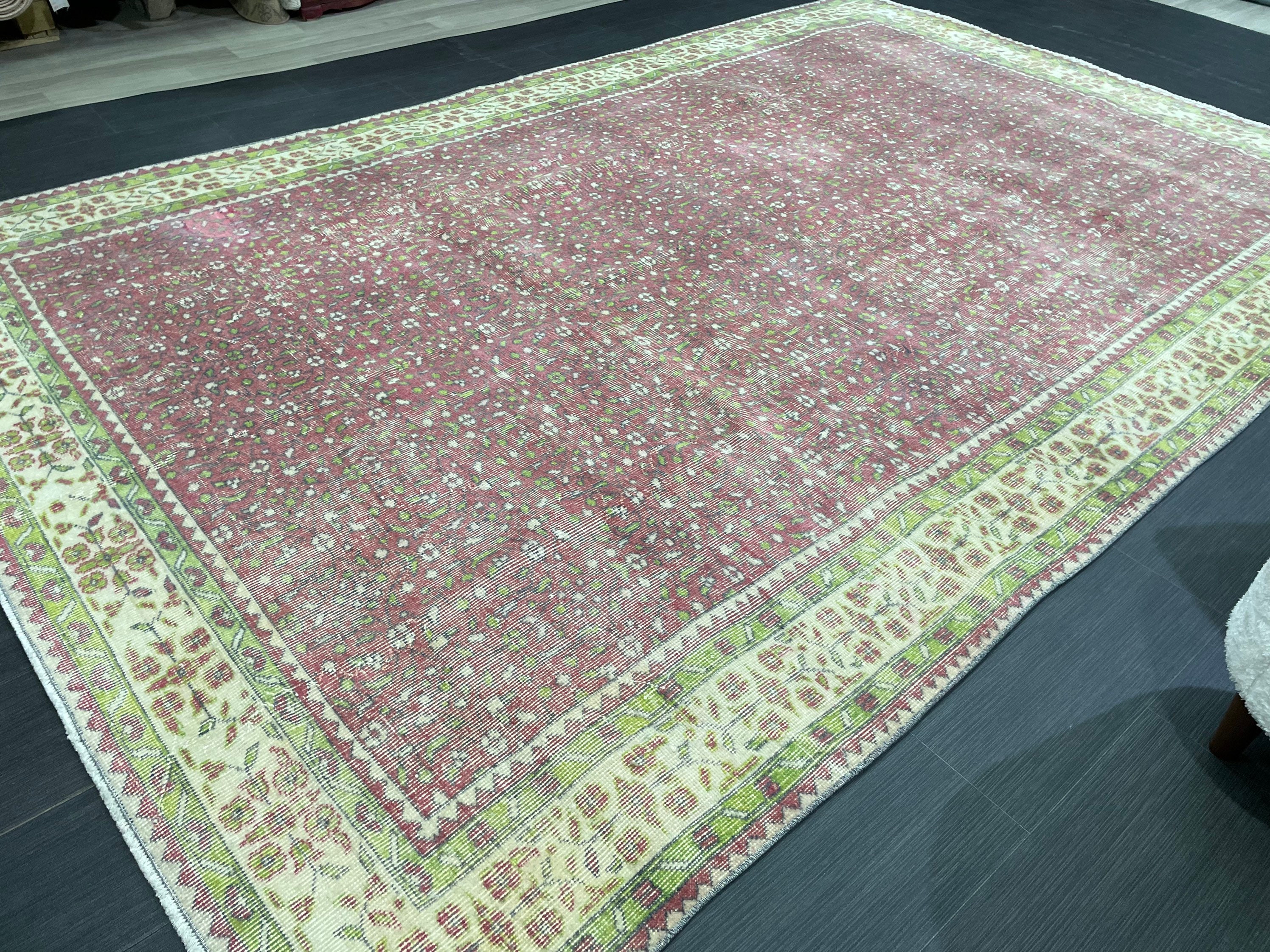 Floral Vintage OUSHAK RUG Antique TURKISH Rug Vintage Distressed
