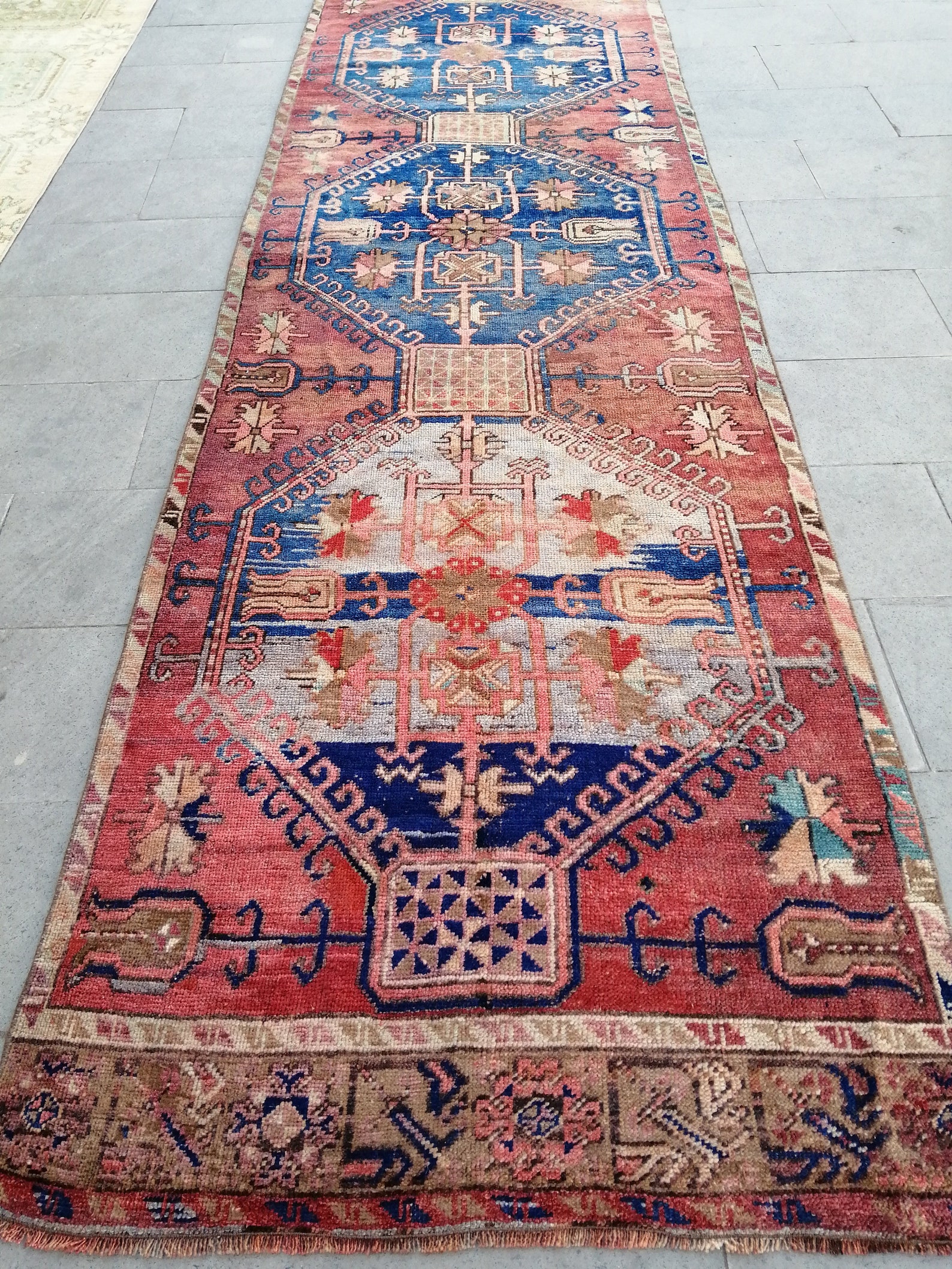 Turkish Runner Rug 3.5 x 12.3 Vintage Runner Rug Hallway Etsy