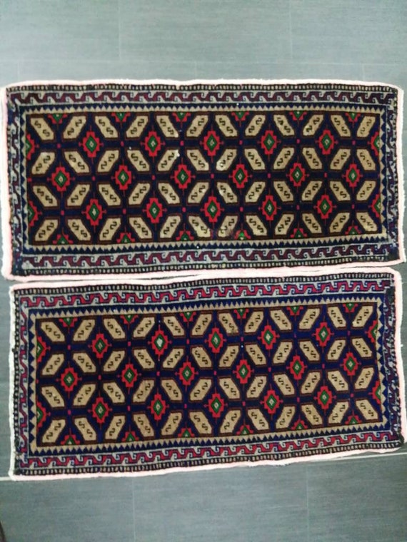 Twin Vintage Rug Mini Rug Navy Oushak Rug Small Area Rug Pair