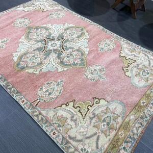 Vintage Turkish RUG, Oushak Rug, 3 x 4.9 Vintage Rug, Antique Rug, Handmade Rug, Hand Knotted Rug Bohemian Rug Wool Rug