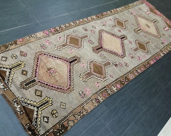 3.8 x 10.4 Oushak Runner Rug Turkish Runner Rug Vintage Runner Rug Hallway Runner Rug Kitchen Runner Rug Wool Runner Rug Wool Oushak Rug