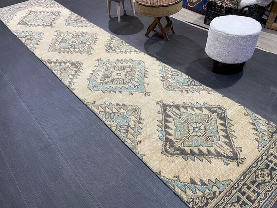 ヴィンテージ ペルシャ ランナー 2.7 x 12.4 ラグ、トルコ ランナー