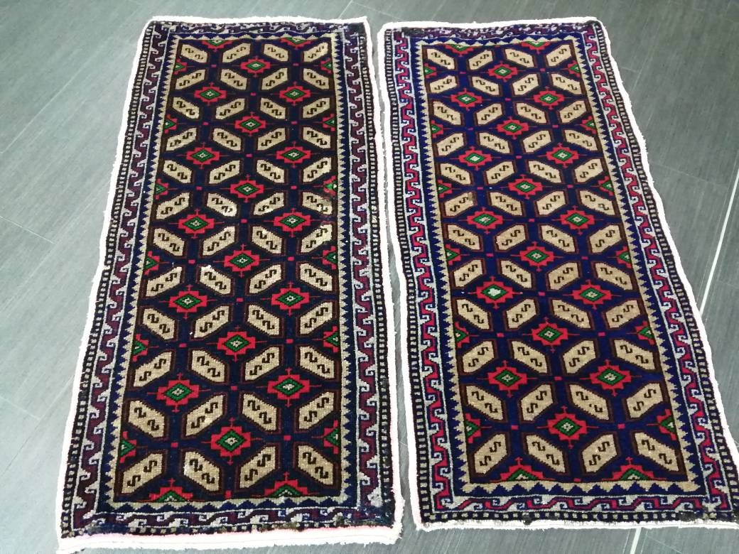 Twin Vintage Rug Mini Rug Navy Oushak Rug Small Area Rug Pair