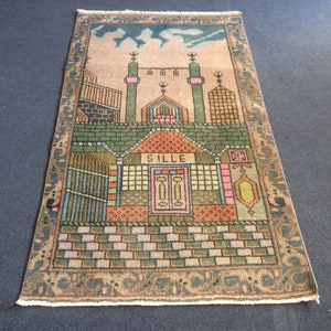 Türkische Teppich, Oushak Teppich, Oushak Teppiche, Wolle Oushak Teppich, sufi Mevlana Wandteppich Teppich, Bauernhaus Teppich, Vintage Teppich, Gebet Teppich, handgefertigte Teppich