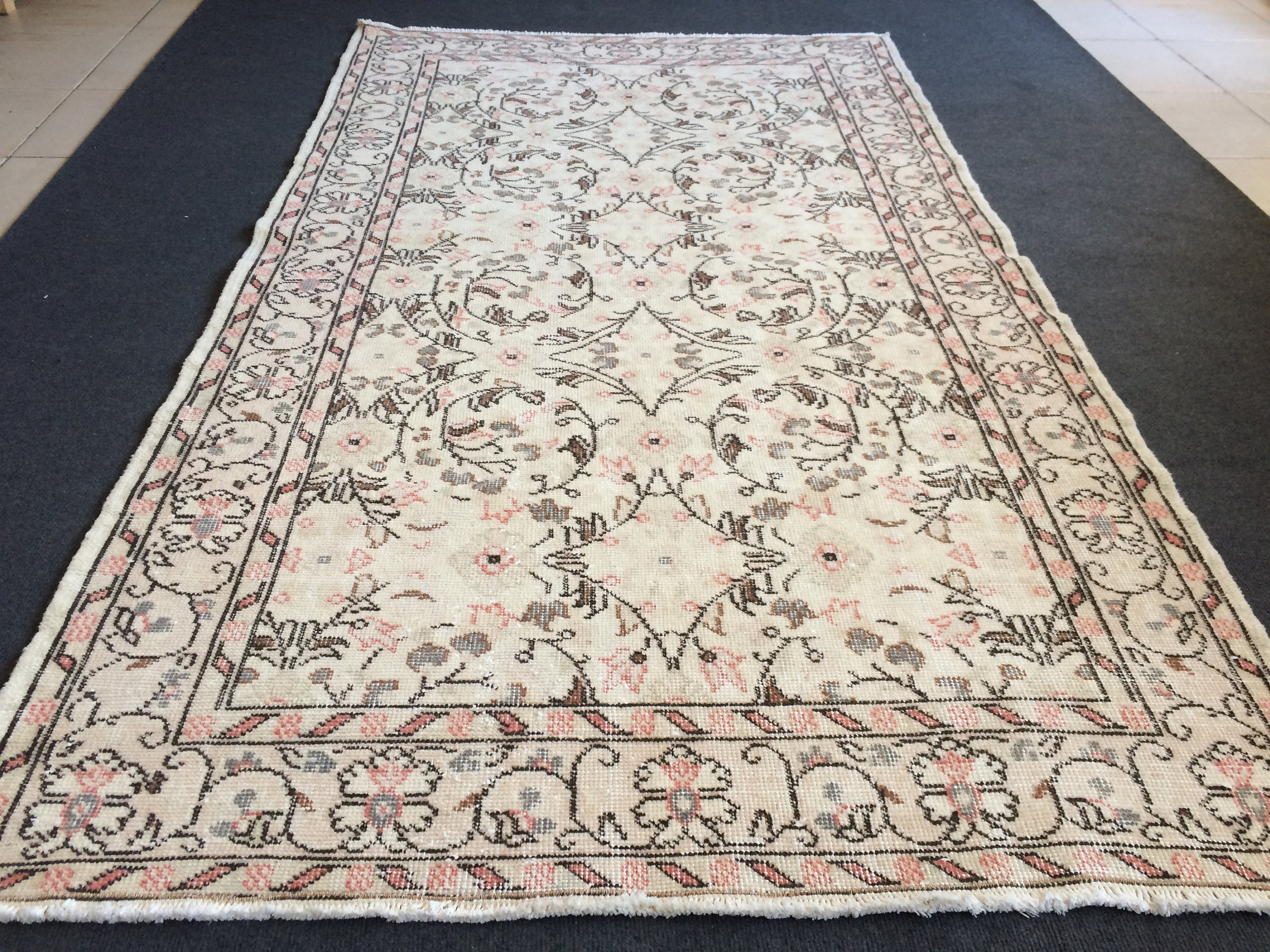 Vintage Living Room Rug Wool Pile Rug TURKISH HAND MADE Etsy