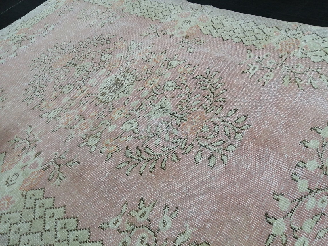 Pastel Color Rug Pastel Color Rug, 9 X 5.6 Hand Made Rug, Oushak Rug, Rustic Rug ...