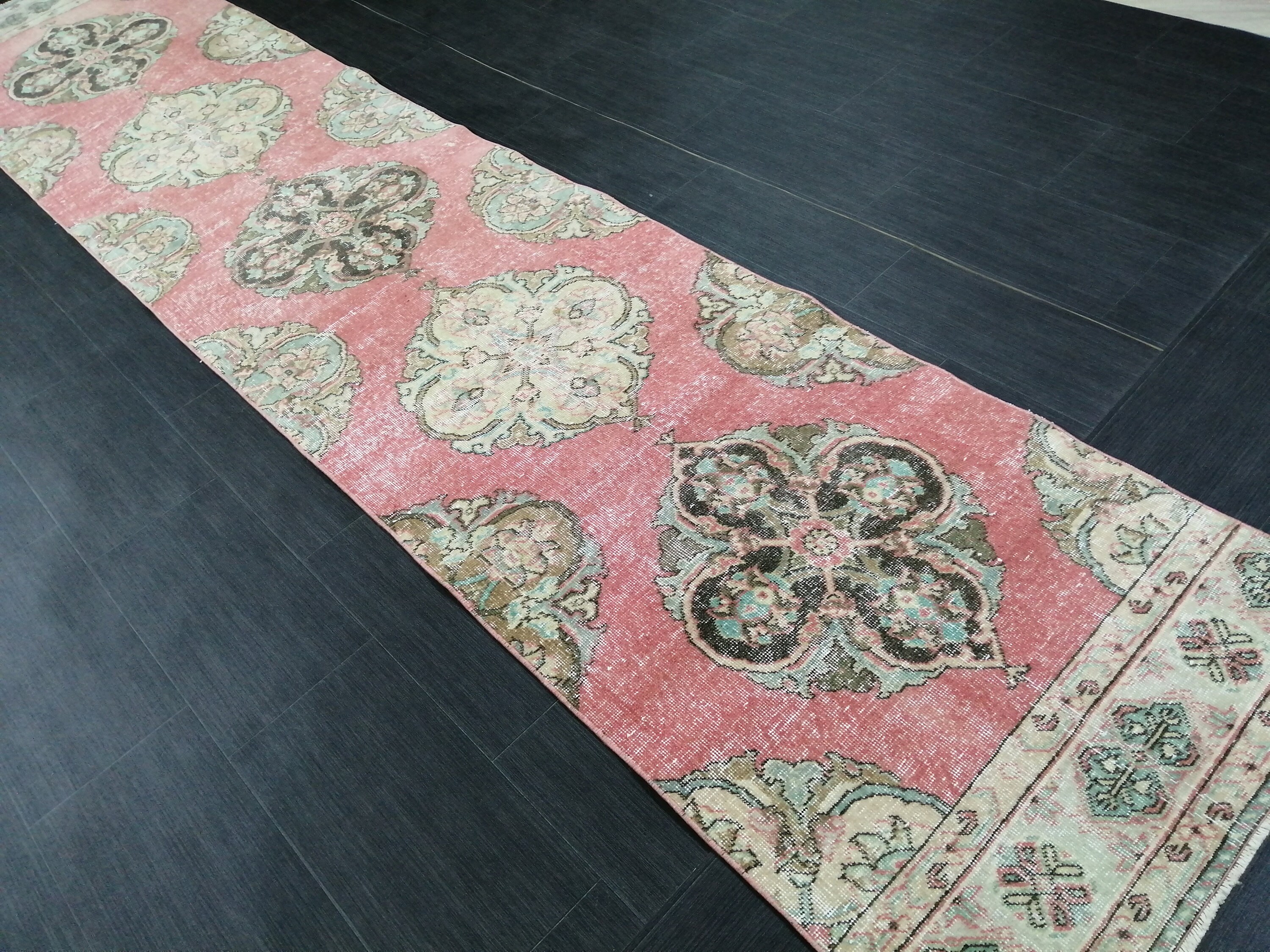 Pink Vintage Runner Rug 12.9 X 2.6 Oushak Runner Hallway Etsy UK