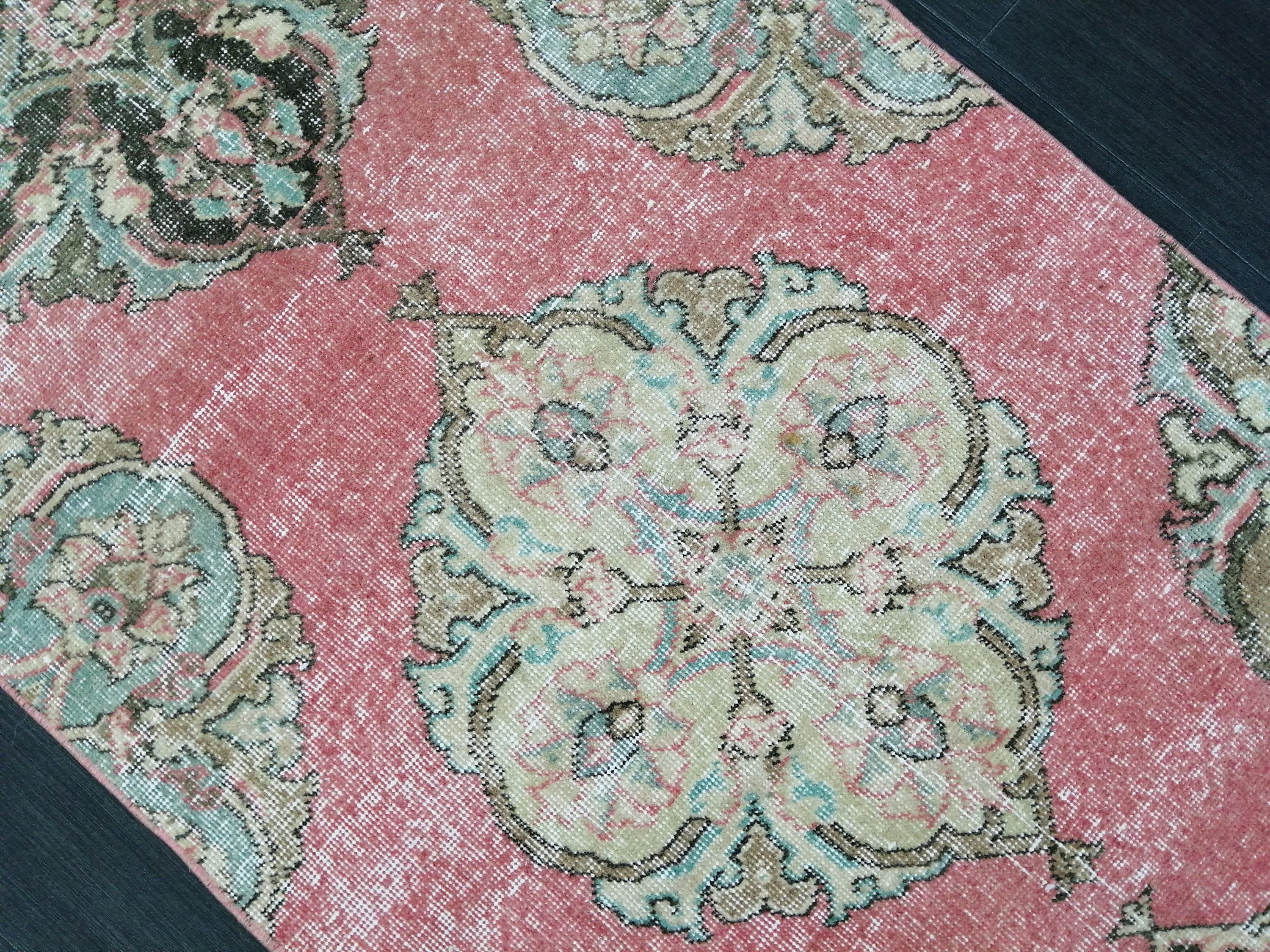 Pink Vintage Runner Rug 12.9 X 2.6 Oushak Runner Hallway Etsy UK