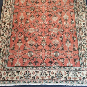 Salmon Color Oushak Rug Boho Floral Rug | Vintage Rug | Hand Made Rug ...