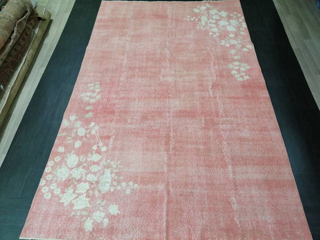 トルコ　ヴィンテージラグ　ラズベリー　ピンク トルコ ヴィンテージラグ ラズベリー メダリオン 特大 コーラルレッド