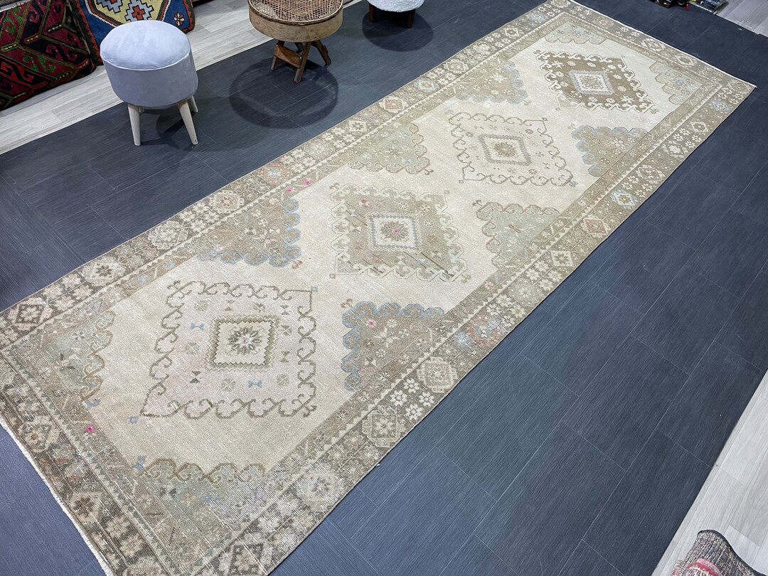 Oushak ランナーラグ、トルコ製 4.5 x 12.8 ランナーラグ