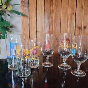 GDR Collectible Glasses Set – 6 Vintage Glasses from the 70s and 80s | Festival of the Building Creators | Retro Glass Collection for Ostalgie (Nostalgia)