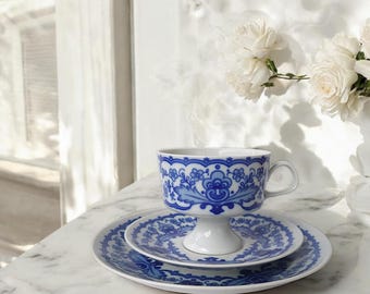 東ドイツのオリジナルヴィンテージ磁器 - カップ、ソーサー、プレート