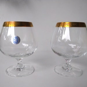 Schott Zwiesel Cognac glass gold rim with pattern cognac glasses vintage 60s