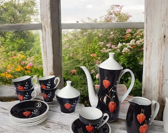 Kahla Porcelain Mocha Set, DDR Vintage From the 70s, With Lantern