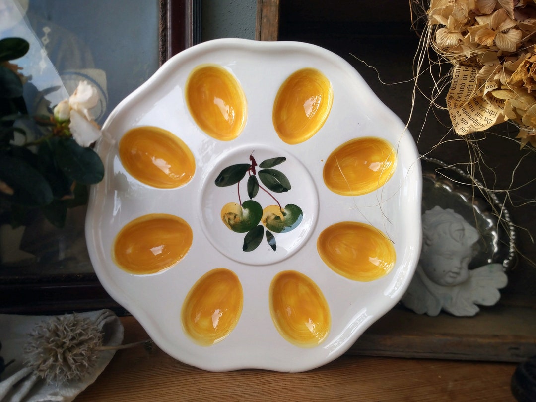Vintage Serving Plate for Eggs Ceramic