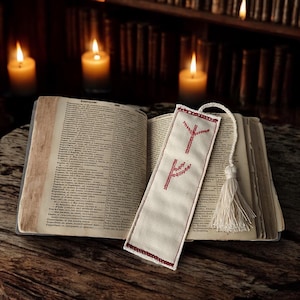 Spiritual Bookmark with Algiz and Fehu Runes – Protection & Abundance, handmade, energetically charged, ideal as a unique gift