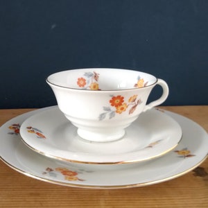 KÖNIGSZELT Gloria Porcelain Collector&#39;s Place Setting Cup Bottom Cake Plate Tableware 50s Vintage Collector&#39;s Cup Flower Decor