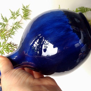 Vintage Studio Pottery Small Ceramic Vase with Blue Gradient 18 cm High Mid Century Flower Vase Table Vase
