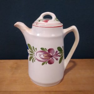 Villeroy and Boch V&B Dresden Decor 5015E Teapot Coffee Pot Mocha Pot 500ml Stoneware Ceramic White with Country Flower Antique